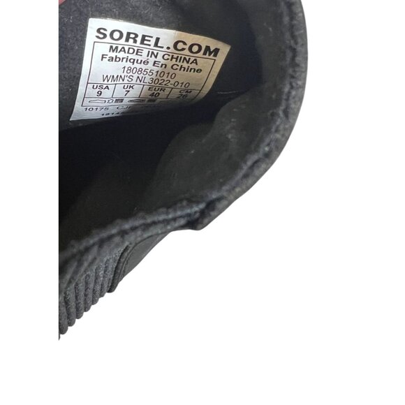 Sorel Joan of Arctic Wedge Chelsea Black Leather Waterproof Ankle Boots Size 9 - Picture 5 of 12